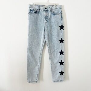 Women's Straight Leg Jeans with Black Star Accents
